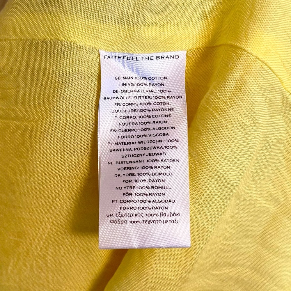Faithfull the Brand Womens Khalani Midi Dress Yellow Size US 8 Large - Picture 8 of 8